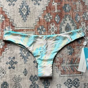 Beach Bunny Turquoise and Gold Feather Bikini Bottom XL